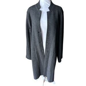 Eileen Fisher charcoal gray merino wool cardigan Coat